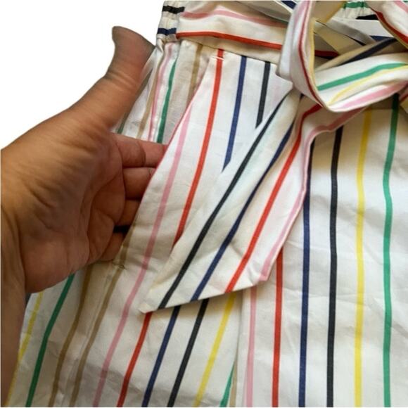 J Crew Striped tie-waist short stretch cotton poplin Size 0 New w/ Tag MSRP $60 - Picture 10 of 14